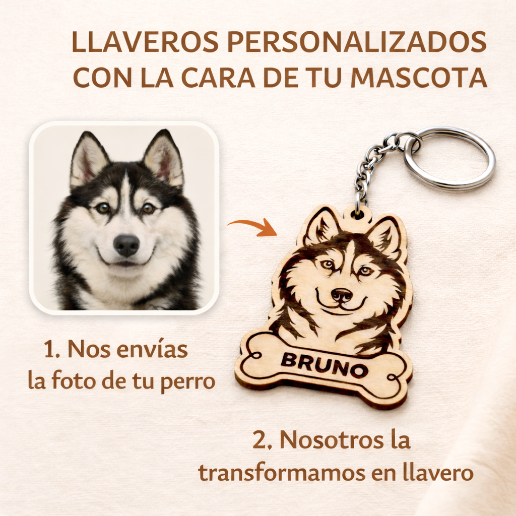 Llavero Retrato Mascota Personalizado